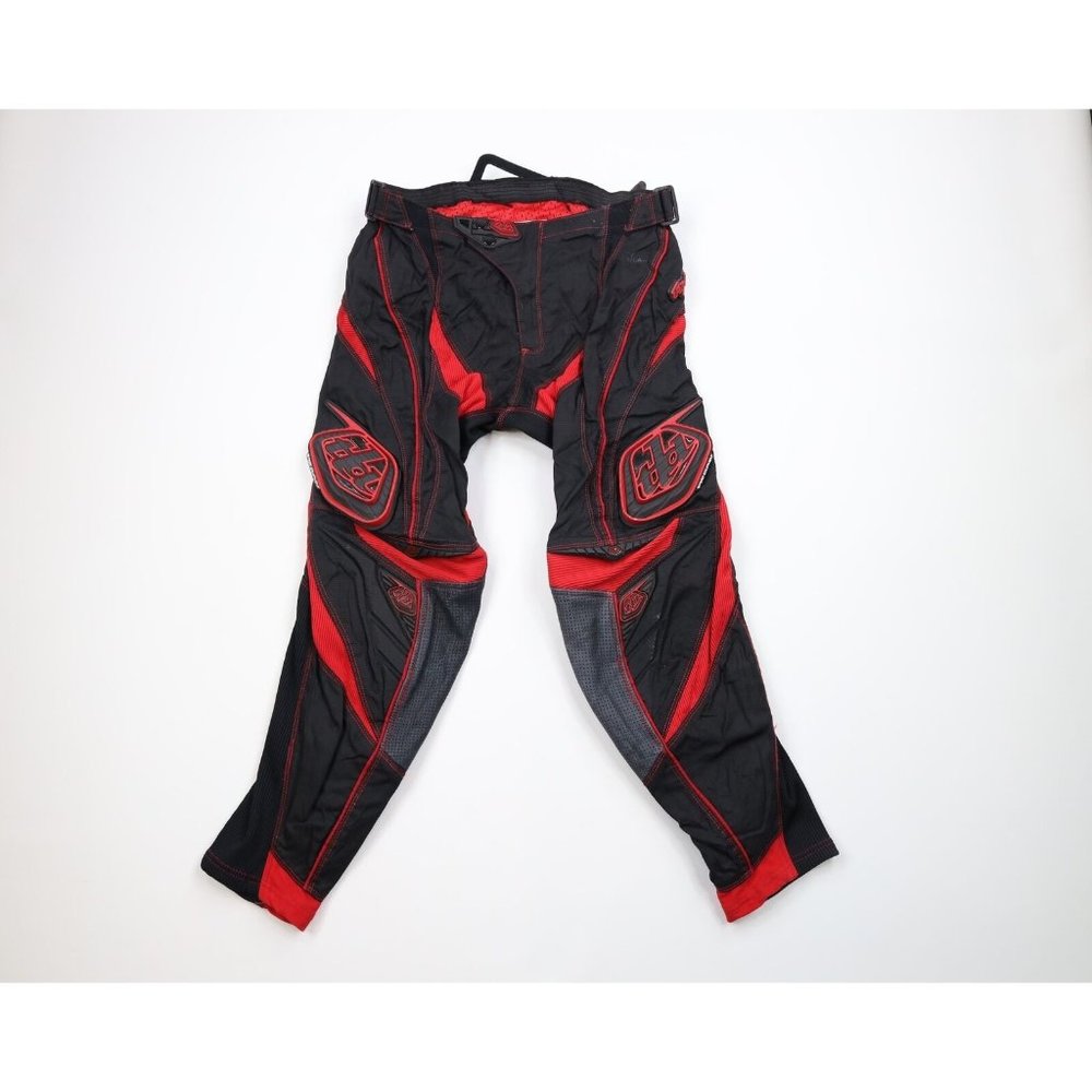 Troy Lee Designs Mens 32x30 Distressed Leather Trim Motocross Racing Pants Red